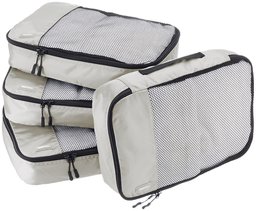 Amazonベーシック トラベル ポーチ 旅行用 収納 ケース 4点セット Mサイズ×4点 グレー