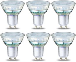 AmazonBasics LED GU10 Spotlight Bulb, 4W (Equivalent to 50W), Clear Filament- Pack of 6