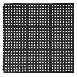 AmazonCommercial Anti-Fatigue Drainage Modular Mat With 2- Sided Built-In Connectors, Rubber, 3' X 3', 5/8