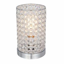 Amazon Brand – Rivet Modern Glam Glass Beads Uplight Table Desk Accent Lamp With LED Light Bulb - 5.5 x 5.5 x 9 Inches, Chrome