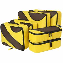Eono by Amazon - Packing Cubes Travel Luggage Organizers Suitcase Organizer Packing Organizers, 6 Set (2L+2M+2Slim), Yellow