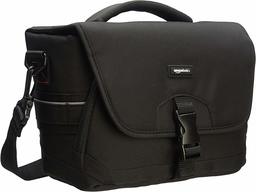 AmazonBasics DSLR Gadget Messenger Bag Medium, Black with Grey Interior
