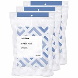 Solimo BGTDL0200R03603SLM Amazon Brand – Bolas de algodón Solimo, 200 unidades, Paquete de 3, 1 uds. por paquete, 600[set de ]