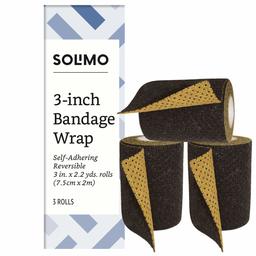 Amazon Brand - Solimo Reversible Black/Gold Self-Adhering Bandage, 3