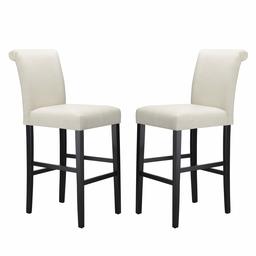 Amazon Brand – Ravenna Home Modern Bar Stool with Back, 44.25 Inch Height, White, Set of 2