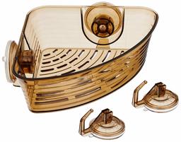 Amazon Brand - Solimo 3-Piece Suction Set (1 Corner Bathroom Rack/Shelf, 2 Wall Hooks)