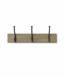 AmazonBasics Wall Mounted Standard Coat Rack, 3 Hooks, Barnwood (Renewed)