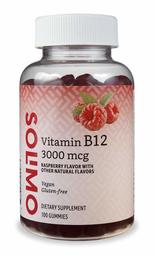 Amazon Brand - Solimo Vitamin B12 3000 mcg, 100 Gummies (2 Gummies per Serving)