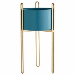 Rivet - Maceta y Soporte de Metal Estilo Casual, 50,8 cm de Alto, Color Azul y Dorado