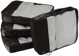 AmazonBasics Große Kleidertaschen, 4 Stück, Schwarz