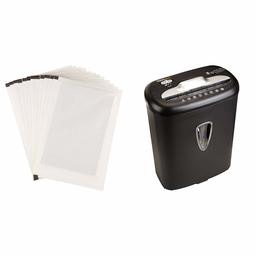 AmazonBasics Shredder Sharpening & Lubricant Sheets - Pack of 12 & 7-8 sheet Cross Cut paper and credit card shredder