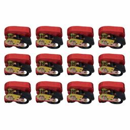 AmazonBasics 15-Feet Ratchet Tie Downs, 500 Lbs Load Cap,1,500 Lbs Break Strength, Red, 12-Pack