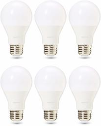 AmazonBasics Commercial Grade LED Light Bulb | 60-Watt Equivalent, A19, Daylight, Dimmable, 6-Pack