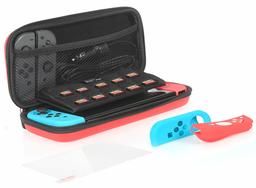 AmazonBasics Nintendo Switch Carrying Case and Screen Protector Protection Kit - Red