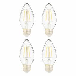 AmazonBasics 60 Watt Equivalent, Clear, Dimmable, F15 | Soft White, 4-Pack (Renewed)