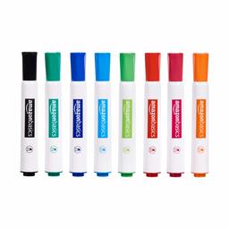 AmazonBasics - Pennarelli cancellabili a secco, inodore, punta a scalpello, confezione da 8, colori assortiti