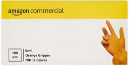 AmazonCommercial Powder Free Disposable nitrile handschoenen, 6 mil, zwart, gripper, 240 mm, X-Large, oranje