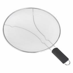 AmazonCommercial Stainless Steel Fine Mesh Frying Pan Splatter Screen with Non-Slip Grip Handle, 13 Inch