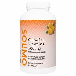 Amazon Brand - Solimo Chewable Vitamin C 500mg, Natural Orange Flavor, 300 Tablets, Ten Month Supply