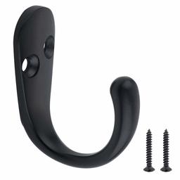 AmazonBasics Single-Prong Robe Hook, Flat Black, 5-Pack