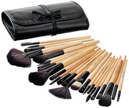 Amazon Brand - Solimo Makeup Brush Set With PU Leather Case (24 Pieces)