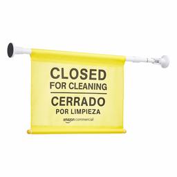 AmazonCommercial Site Safety Hanging Sign - Closed For Cleaning, Bilingual - 6-pack