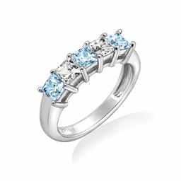 [Find] Amazon Collection puratinamekkisuta-ringusiruba-kuria & buru-purinsesukattokyu-bikkuzirukonia & Simulated Emerald 5 STONERING, Size 9 