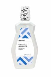 Amazon Brand - Solimo Whitening Mouthwash, Clean Mint, Alcohol Free, 32 Fluid Ounce