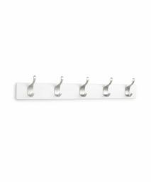 AmazonBasics Wood Wall Mounted Modern Coat Rack - 5 Hook, 57 cm, White, 2-Pack