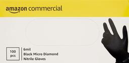 AmazonCommercial Powder Free Disposable Nitrile Gloves, 6 mil, Black, Micro Diamond, 240MM Size M, 1000 (10 Boxes of 100)
