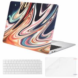 Eono MacBook Air 13 Pouces Coque 2019 2018 A1932 avec Retina Display, Coque Rigide& Protection Clavier&Protecteur d'écran Compatible avec MacBook Air 13 Pouces avec Touch ID, Ondulation Coloré