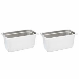 AmazonCommercial - Mesa de vapor de acero inoxidable de 1/3 tamaño profundo, antiatasco, calibre 22, paquete de 2, 1/3 Size x 6