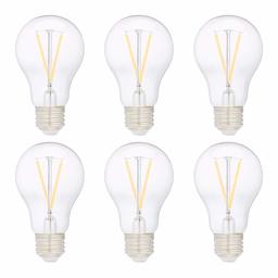 AmazonBasics 40W Equivalent, Clear, Soft White, Non-Dimmable, 10,000 Hour Lifetime, A19 LED Light Bulb | 6-Pack (Renewed)