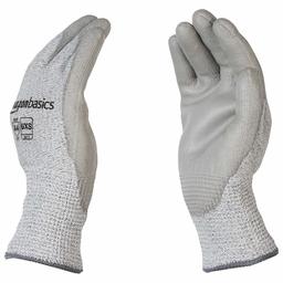 AmazonBasics Guantes de trabajo con revestimiento de poliuretano resistentes a cortes (nivel de corte A4), visualización táctil, sal y pimienta, Salt & Pepper, 6/XS