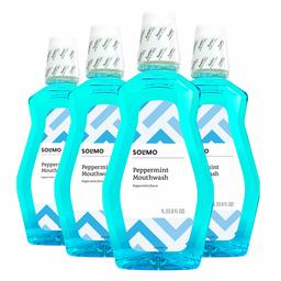 Amazon Brand - Solimo Peppermint Mouthwash, 1 Liter (Pack of 4)