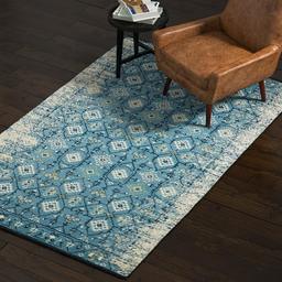 Amazon Brand – Rivet Modern Distressed Persian Area Rug, 5 x 8 Foot, Blue Multicolor