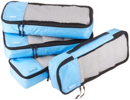 AmazonBasics 4-Piece Packing Cube Set - Slim, Sky Blue