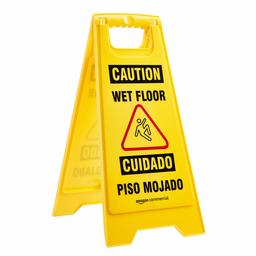 AmazonCommercial 2-Sided Floor Safety Sign - Caution Wet Floor, Bilingual - 6-pack