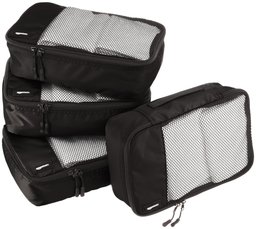 AmazonBasics Lot de 4 sacoches de rangement pour bagage Taille S, Noir