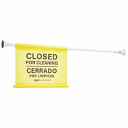 AmazonCommercial Site Safety Hanging Sign - Closed for Cleaning, Bilingual - 2-Pack