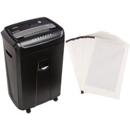AmazonBasics 24-Sheet Cross-Cut Paper Shredder with Pullout Basket and Shredder Sharpening & Lubricant Sheets (Pack of 12) Bundle