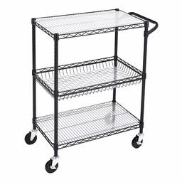 AmazonCommercial Heavy-Duty 3-Tier Wire Rolling Cart, NSF Certified, 35