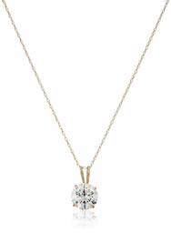 14K Gold 2cttw Swarovski Zirconia Round Pendant with Chain