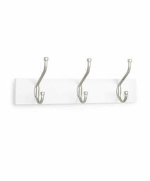 AmazonBasics Wall Mounted Coat Rack, 3 Standard Hooks, Set of 2, White (Renewed)