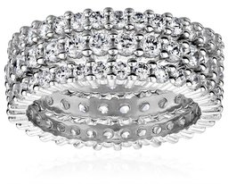 Ring-Set Sterling-Silber 925 Zirkonia rund 3 Stück,sterlingsilber,Size 5