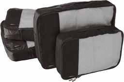 AmazonBasics Packing Cubes - 2 Medium and 2 Large (4-Piece Set), Black
