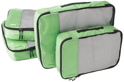 AmazonBasics Lot de 4 sacoches de rangement pour bagage 2 x Taille M/2 x Taille L, Vert