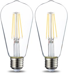 AmazonBasics E27 LED Lampe ST64, 7W (ersetzt 60W), klar - 2er-Pack