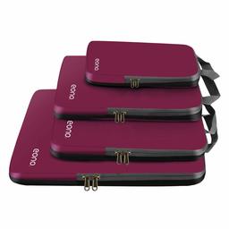 Eono by Amazon - Compression Packing Cubes, Travel Luggage Organiser Set, Travel Cubes, Extensible Organizer Bags for Travel Suitcase Organization, Burgundy, 4 Set