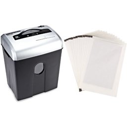 AmazonBasics 12-Sheet Cross-Cut Paper Shredder and Shredder Sharpening & Lubricant Sheets (Pack of 12) Bundle